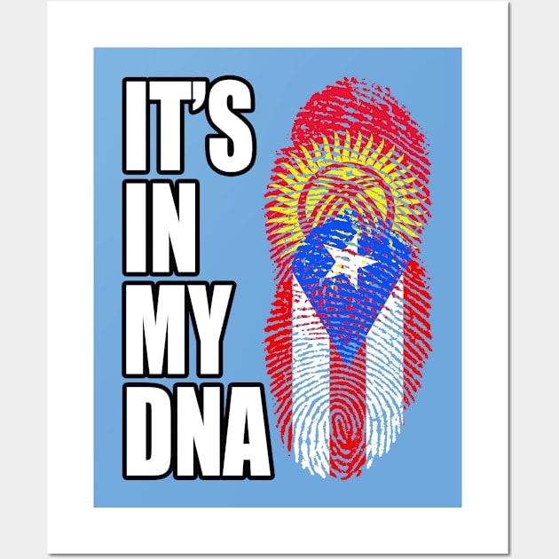 Kyrgyzstani And Puerto Rican Mix DNA Flag Heritage Wall Art by Just Rep It!!